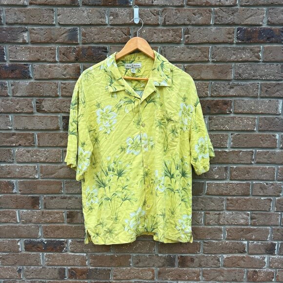 Vintage Tommy Bahama‎ Floral Silk Beach Shirt XL - Picture 1 of 4